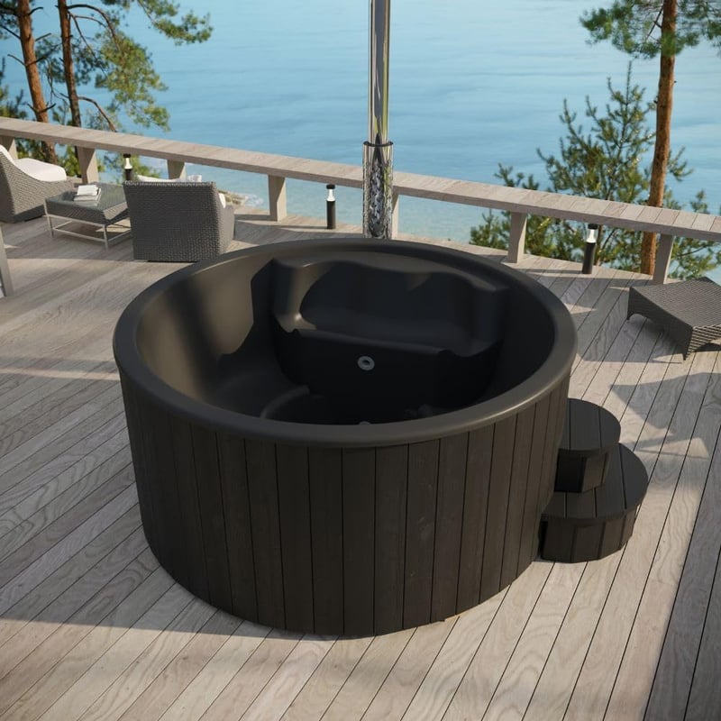 Wood-Fired Hot Tub for 6 - Model S4B, Black