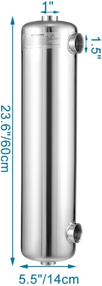 Stainless Steel Heat Exchanger for Pools and Spas - 200Kbtu/hr