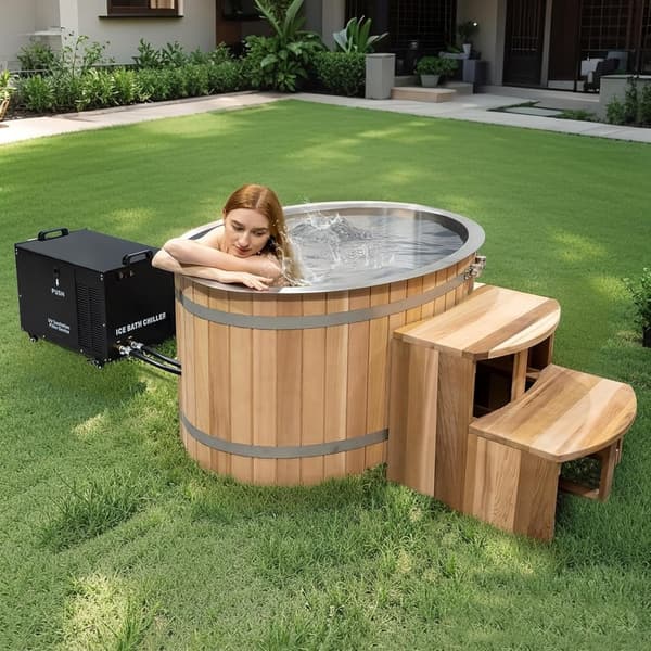 Canadian Red Cedar Cold Plunge Tub for 2 with WiFi & Chiller