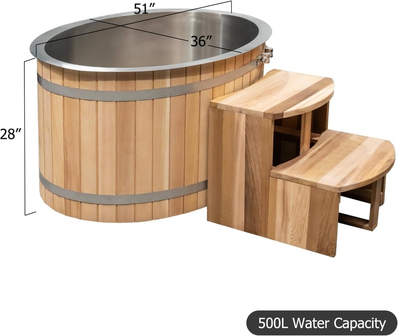 Canadian Red Cedar Cold Plunge Tub for 2 with WiFi & Chiller