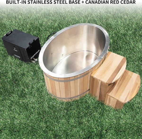 Canadian Red Cedar Cold Plunge Tub for 2 with WiFi & Chiller
