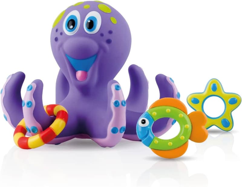 Nuby Floating Octopus Bath Toy with 3 Rings for 18+ Months