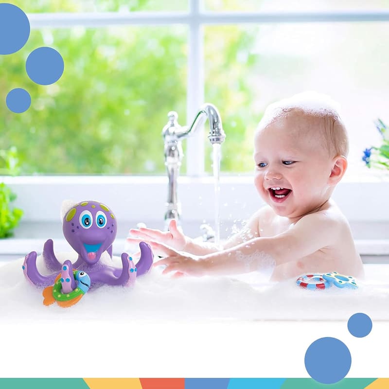 Nuby Floating Octopus Bath Toy with 3 Rings for 18+ Months