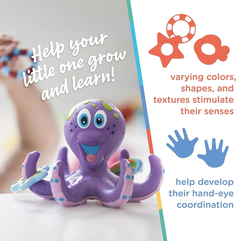 Nuby Floating Octopus Bath Toy with 3 Rings for 18+ Months