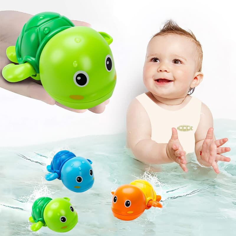 Toddler Bath Toys - Cute Floating Wind-Up Turtle - 3 Pack