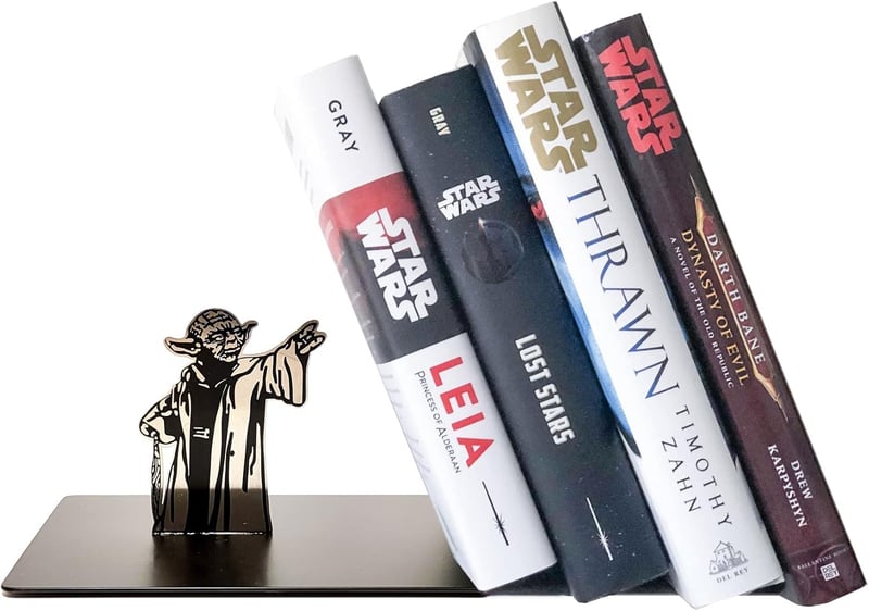 Yoda Metal Bookend with Double-Sided Print - Gift for Star Wars Fans