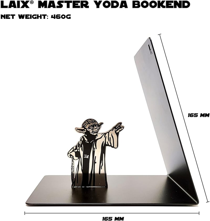 Yoda Metal Bookend with Double-Sided Print - Gift for Star Wars Fans