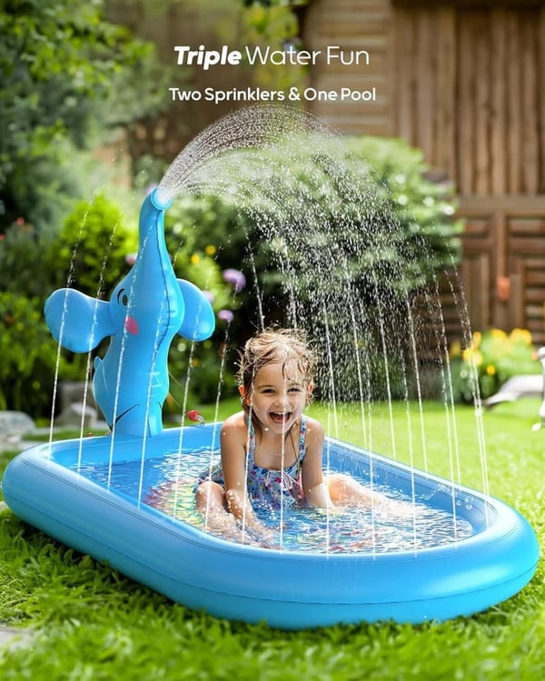 Blue Elephant Inflatable Splash Pad for Toddlers' Birthday