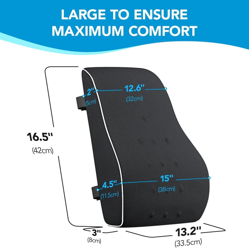 Lumbar Support Pillow for Office & Car - Back Pain Relief
