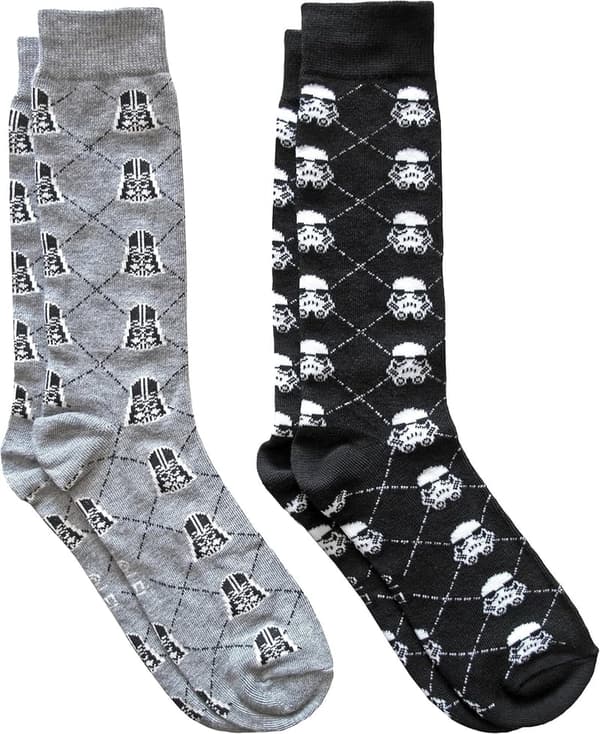 Star Wars Men's Argyle Crew Socks - Darth Vader & Stormtrooper, 2 Pack