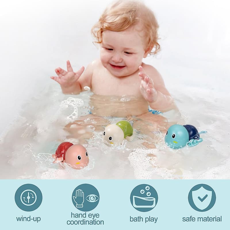 Cute Swimming Turtle Bath Toys Set for Toddlers 1-3