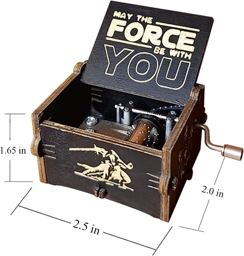 Star Wars Music Box - Wooden Hand Crank Toy for Fans