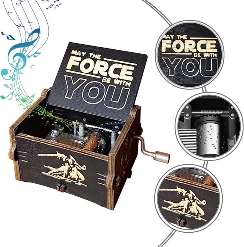 Star Wars Music Box - Wooden Hand Crank Toy for Fans