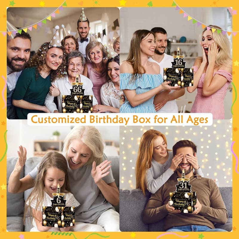 Birthday Money Gift Box with DIY Stickers and Happy Card