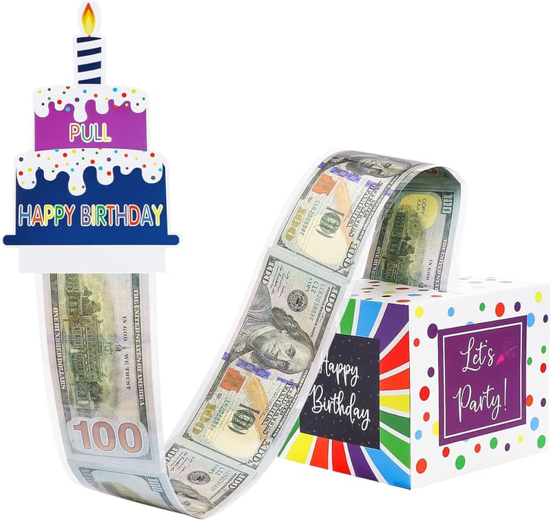 Birthday Money Box with Surprise Roll Gift for Kids and Adults