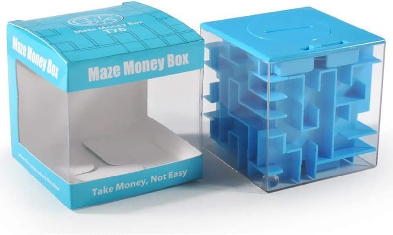 Money Maze Puzzle Box - Unique Gift for Kids & Adults (Blue)