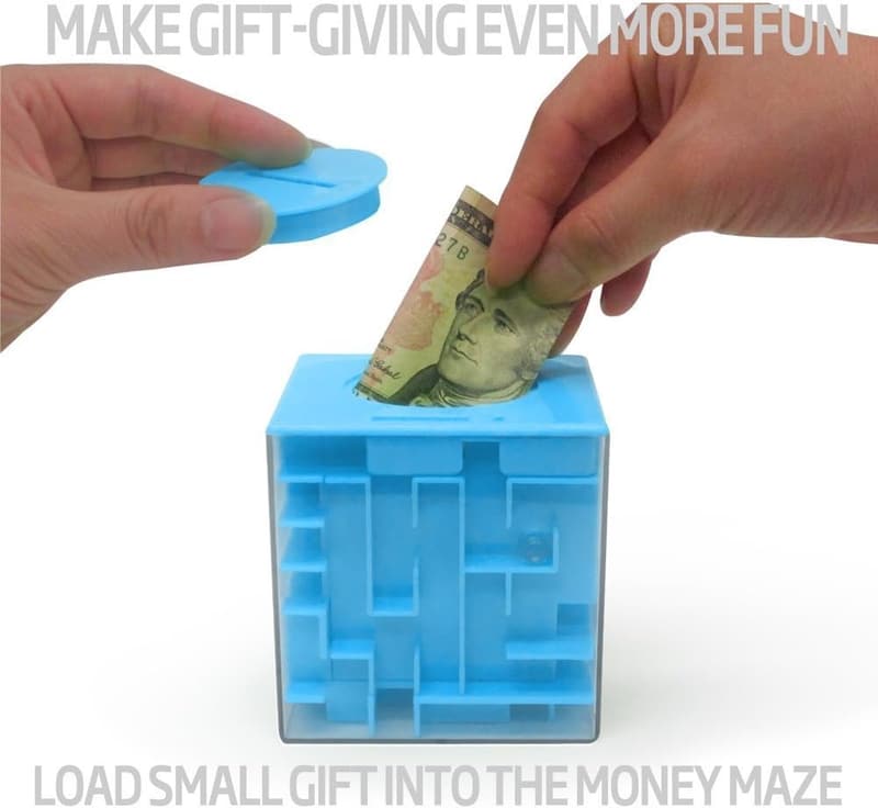 Money Maze Puzzle Box - Unique Gift for Kids & Adults (Blue)