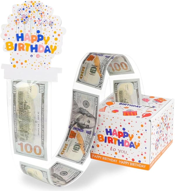 Birthday Cash Gift Money Box with Pull-Out Card and Bags