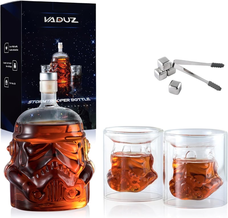 Whiskey Decanter Set with 2 Glasses & 4 Stones for Men