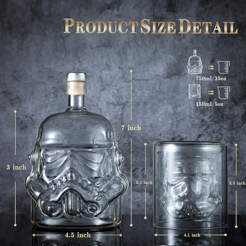 Whiskey Decanter Set with 2 Glasses & 4 Stones for Men