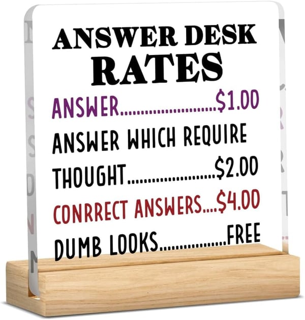 Humorous Desk Sign for Team Gifts & Office Decor, 4x4 inches