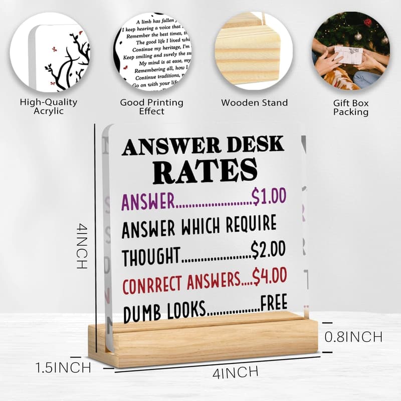 Humorous Desk Sign for Team Gifts & Office Decor, 4x4 inches