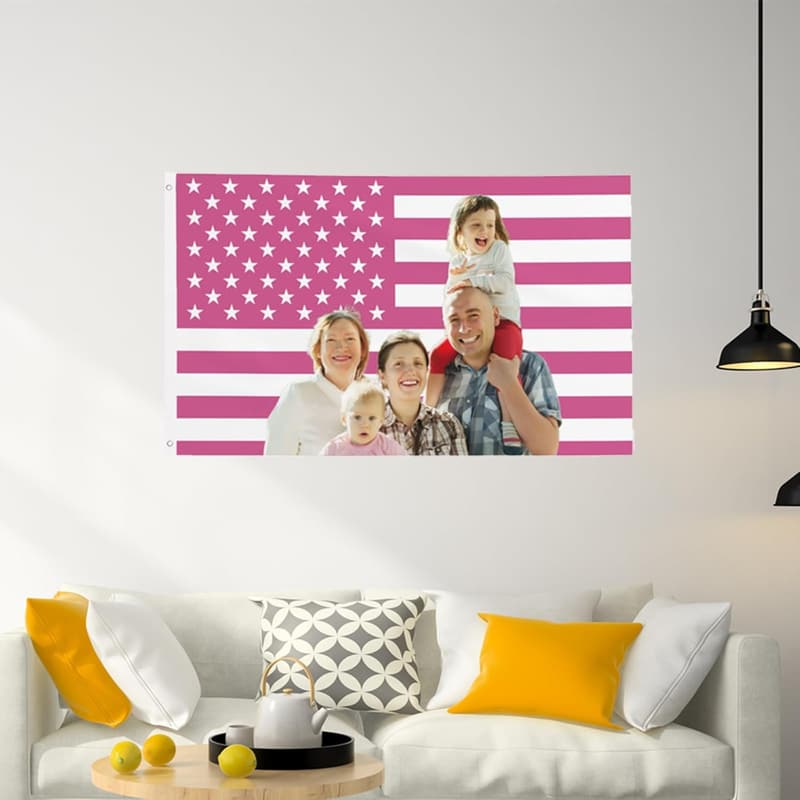 Personalized Pink American Flag Tapestry for Home Decor