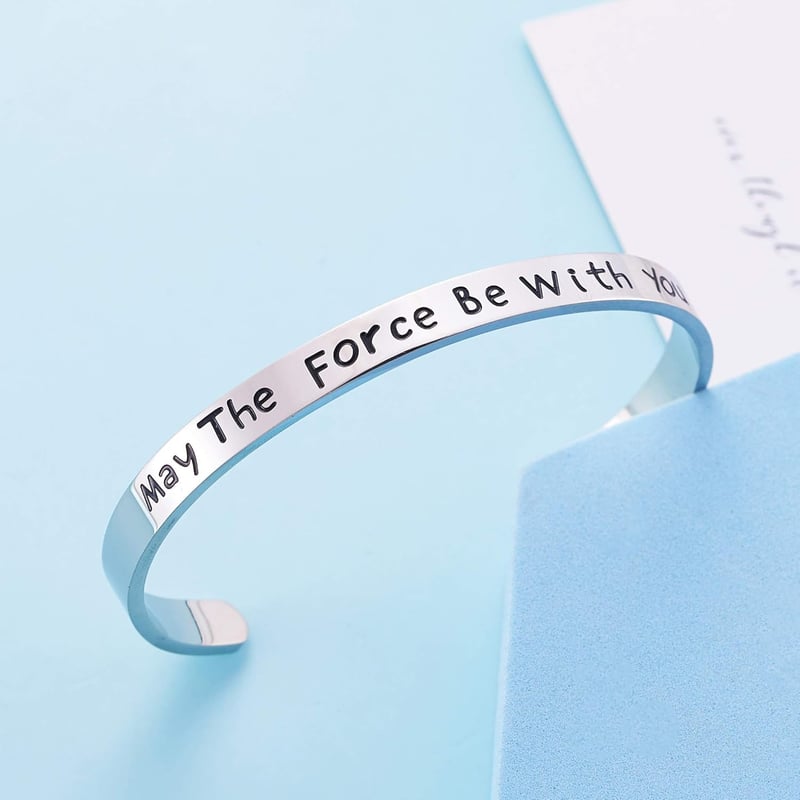 Galactic Saga Polished Steel Cuff Bracelet for Space Enthusiasts