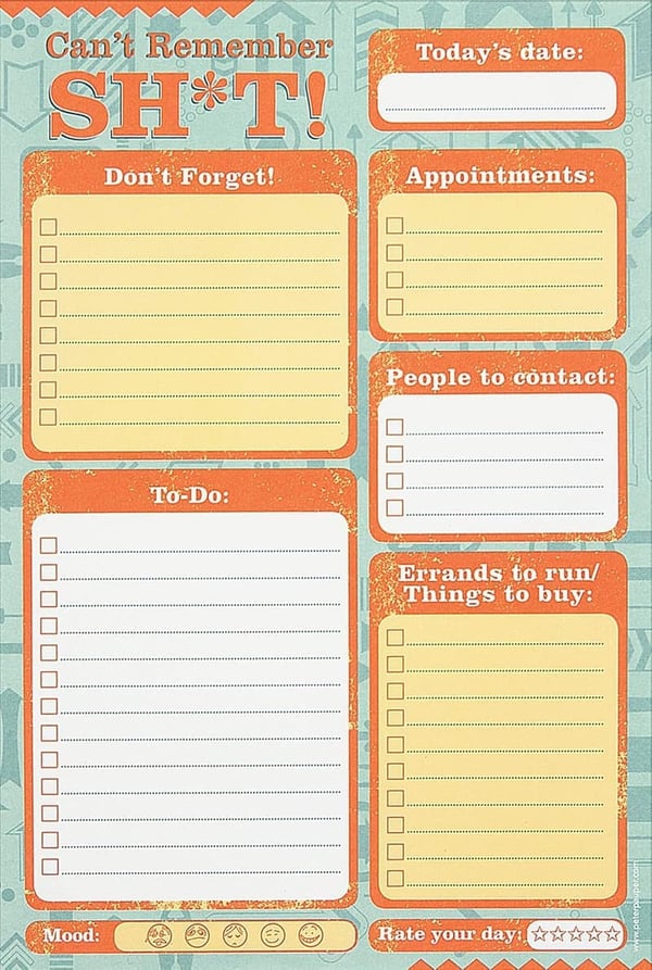 Daily Planner & Note Pad - Can't Remember Sh*t