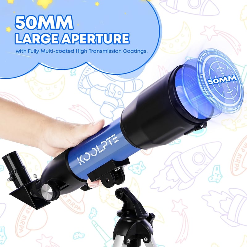 Kids Telescope for Astronomy Beginners – 50mm Aperture, Tripod