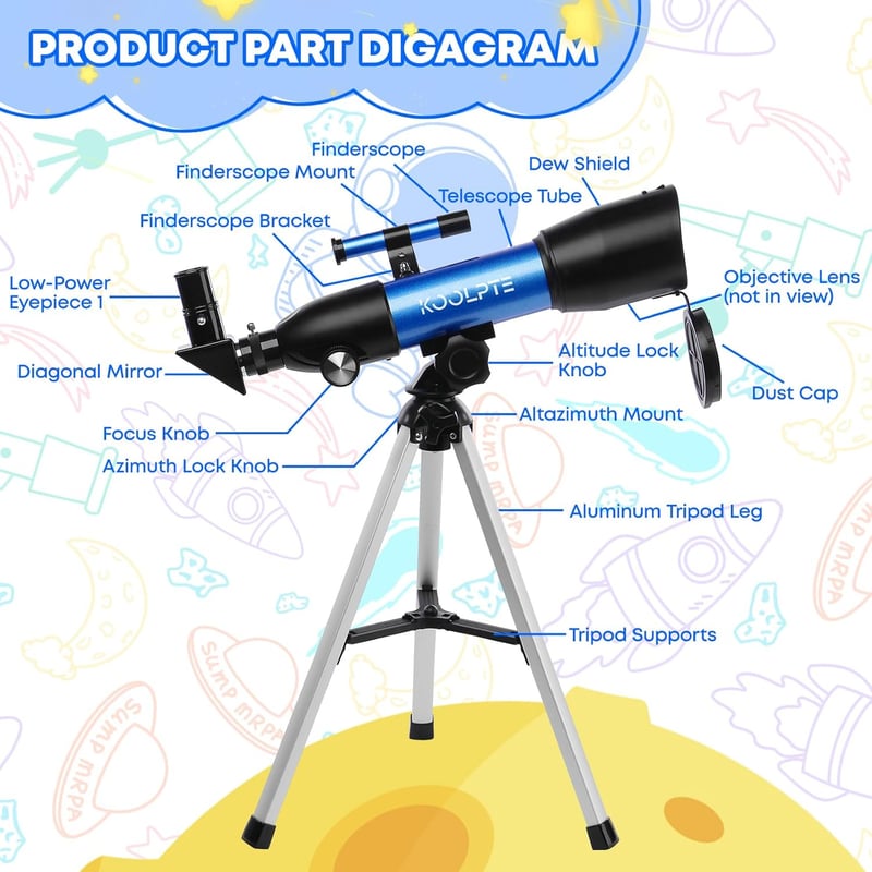 Kids Telescope for Astronomy Beginners – 50mm Aperture, Tripod