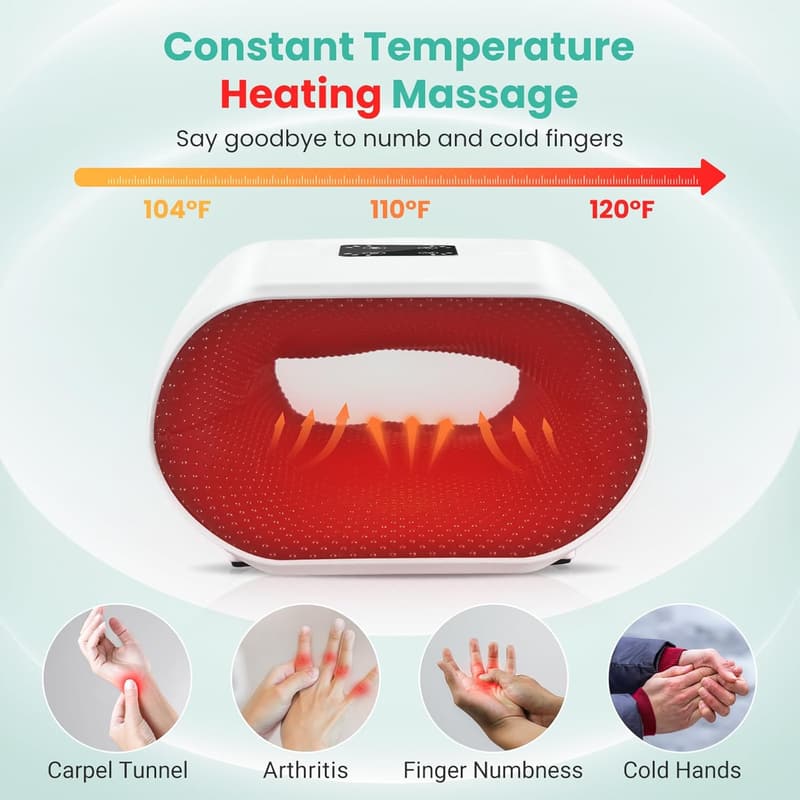 Cordless Heated Hand Massager for Arthritis Relief - Rechargeable