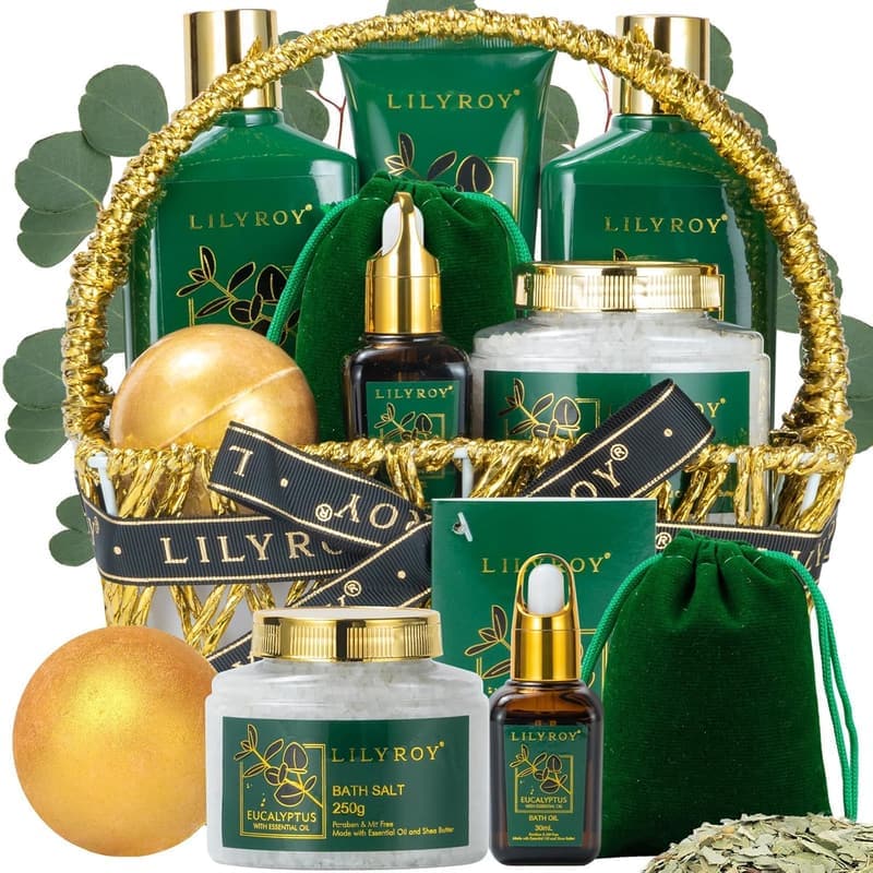 Mother's Day Eucalyptus Spa Gift Basket for Women - 9 Pieces