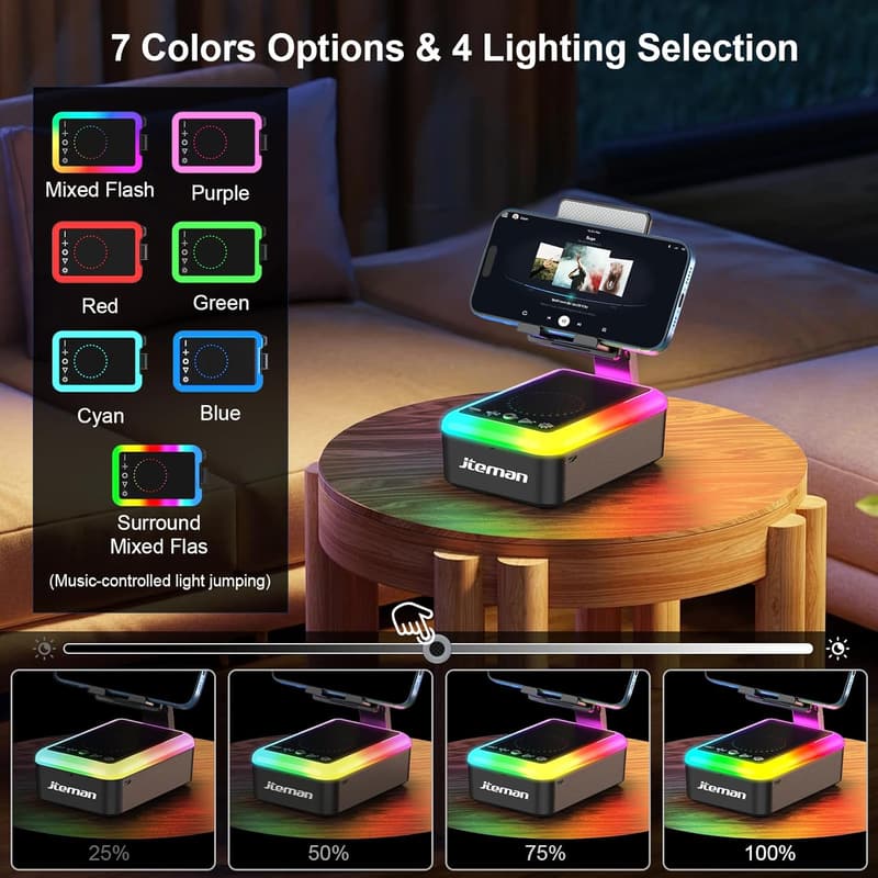 Bluetooth Speaker Phone Stand with Light - Unique Gift for Dad
