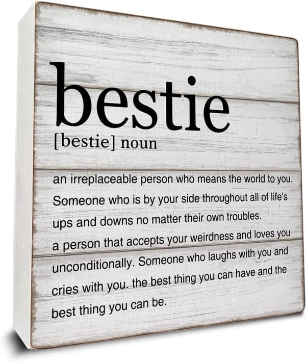 Best Friend Definition Wooden Decor Box Sign, 5x5 Inches
