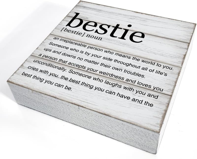 Best Friend Definition Wooden Decor Box Sign, 5x5 Inches