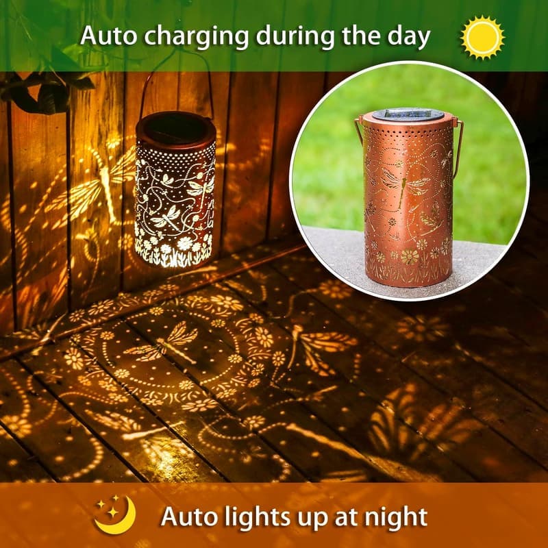 Outdoor Solar Dragonfly Lanterns – Waterproof Metal LED Garden Lights