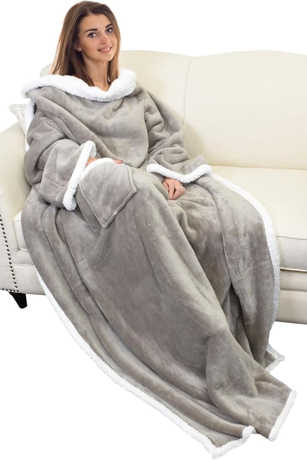 Cozy Sherpa Wearable Blanket for Men and Women