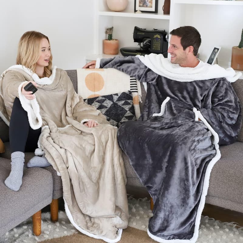 Cozy Sherpa Wearable Blanket for Men and Women