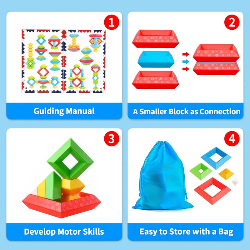 30 Pcs Montessori STEM Building Blocks for Toddlers