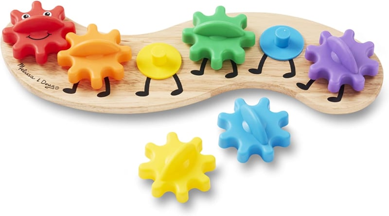 Rainbow Caterpillar Gear Toy with 6 Interchangeable Gears for Toddlers