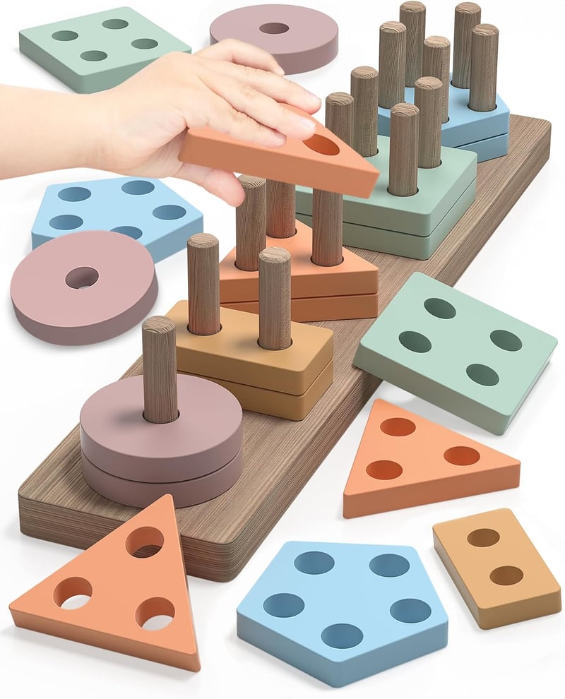 Wooden Shape Sorter Montessori Toy for Toddlers (1-3 Years)