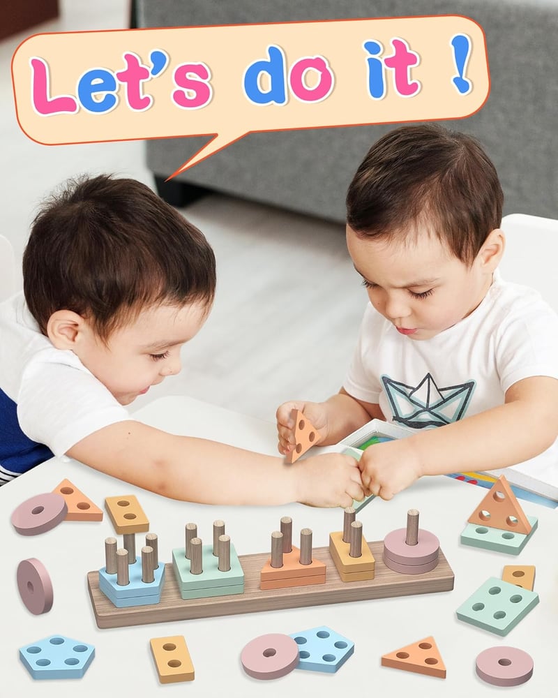 Wooden Shape Sorter Montessori Toy for Toddlers (1-3 Years)