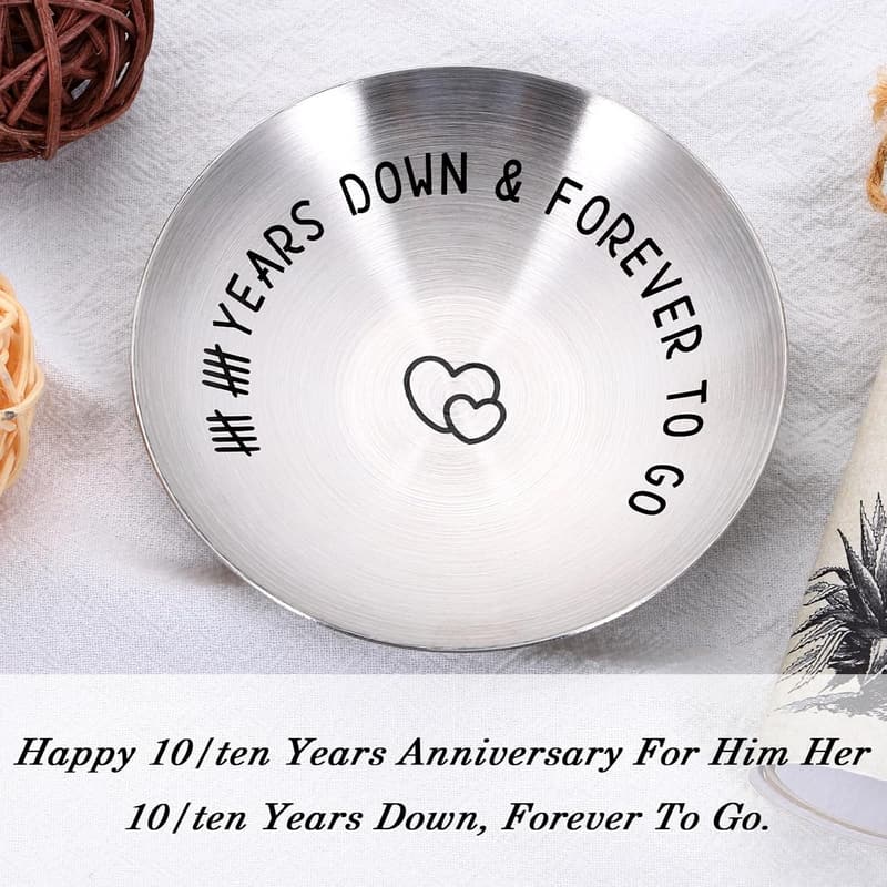 10th Anniversary Jewelry Tray Ring Holder for Couples