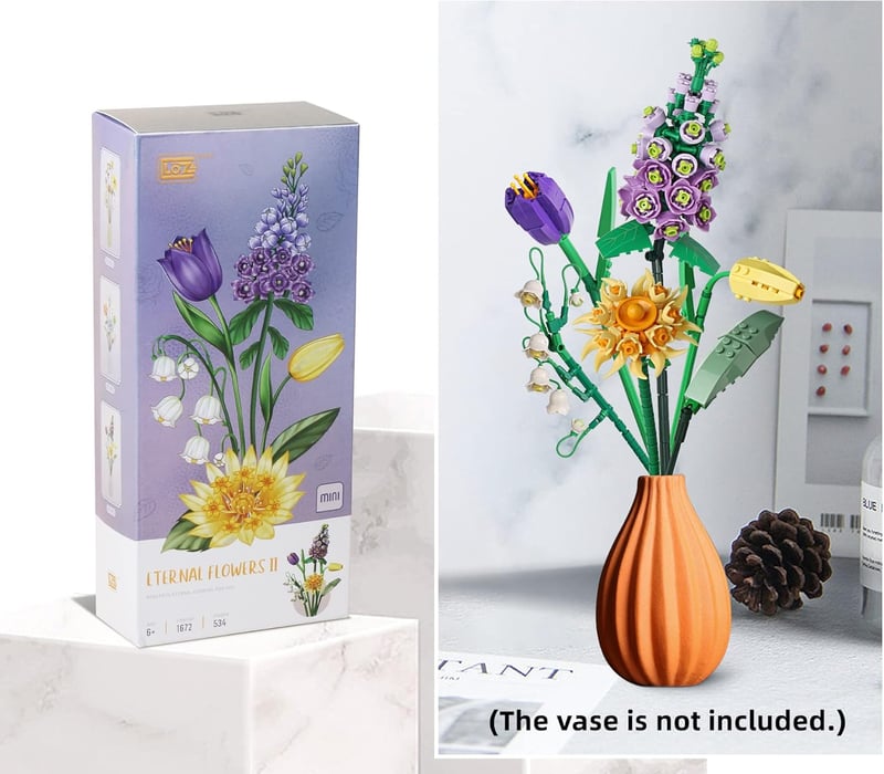DIY Mini Bricks Flower Bouquet Building Set for Ages 6-18