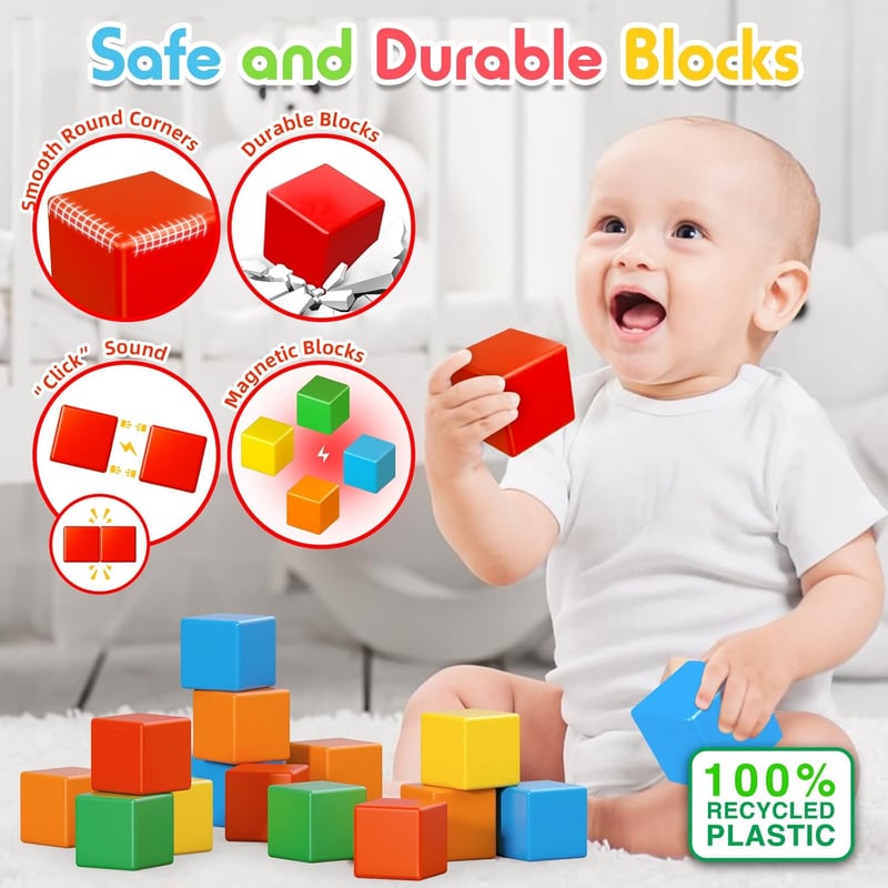 Montessori Magnetic Building Blocks Set for Toddlers, 30 Pcs