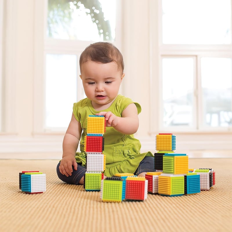 Infantino Sensory Blocks Set for Babies - 24 Multicolor Pieces