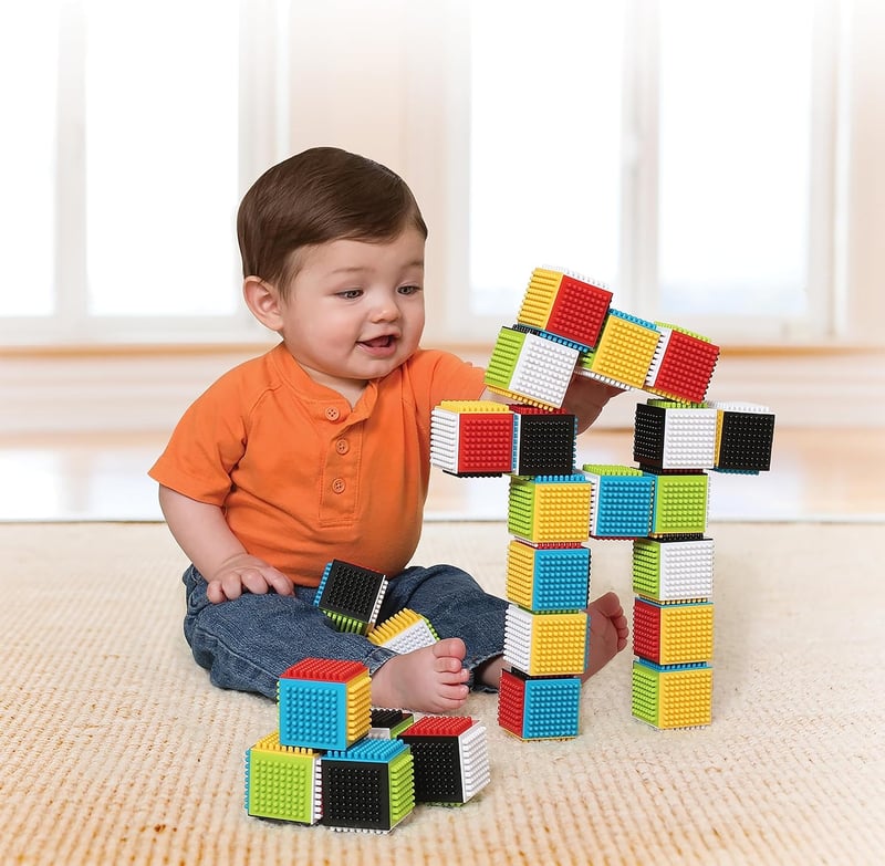 Infantino Sensory Blocks Set for Babies - 24 Multicolor Pieces