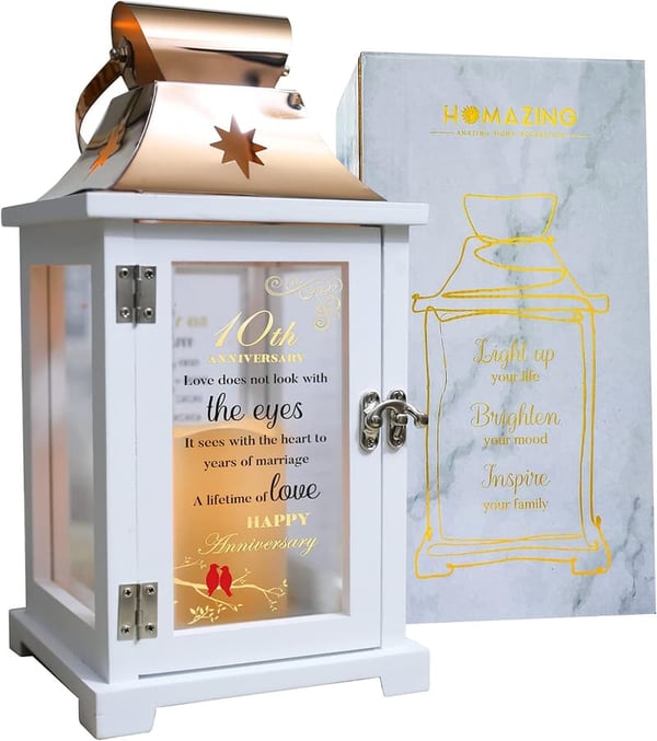 10th Anniversary Tin Lantern for Couples