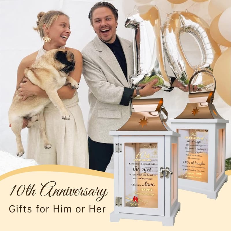 10th Anniversary Tin Lantern for Couples